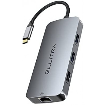 GLLITRA USB C Hub, 9 in 1 Multiport Adapter with 4K HDMI, Gigabit Ethernet