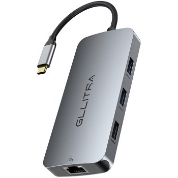 GLLITRA USB C Hub, 9 in 1 Multiport Adapter with 4K HDMI, Gigabit Ethernet